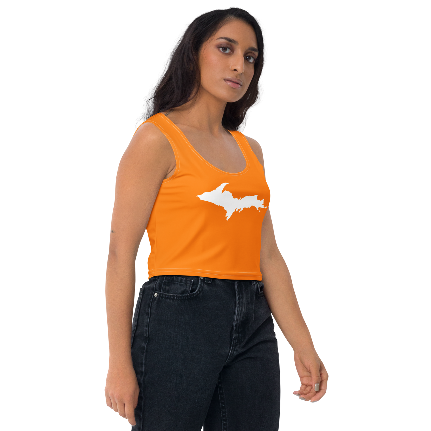 Michigan Upper Peninsula Crop Tank (w/ UP Outline) | Safety Orange