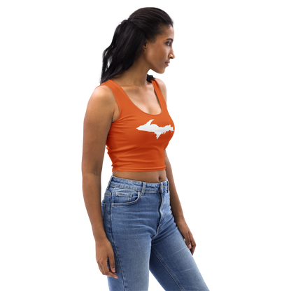 Michigan Upper Peninsula Crop Tank (w/ UP Outline) | Maple Leaf Orange