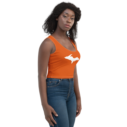 Michigan Upper Peninsula Crop Tank (w/ UP Outline) | Maple Leaf Orange