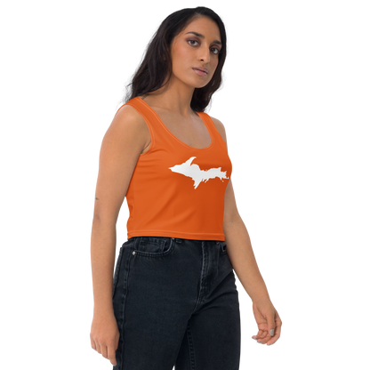 Michigan Upper Peninsula Crop Tank (w/ UP Outline) | Maple Leaf Orange