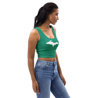 Michigan Upper Peninsula Crop Tank (w/ UP Outline) | Emerald Green