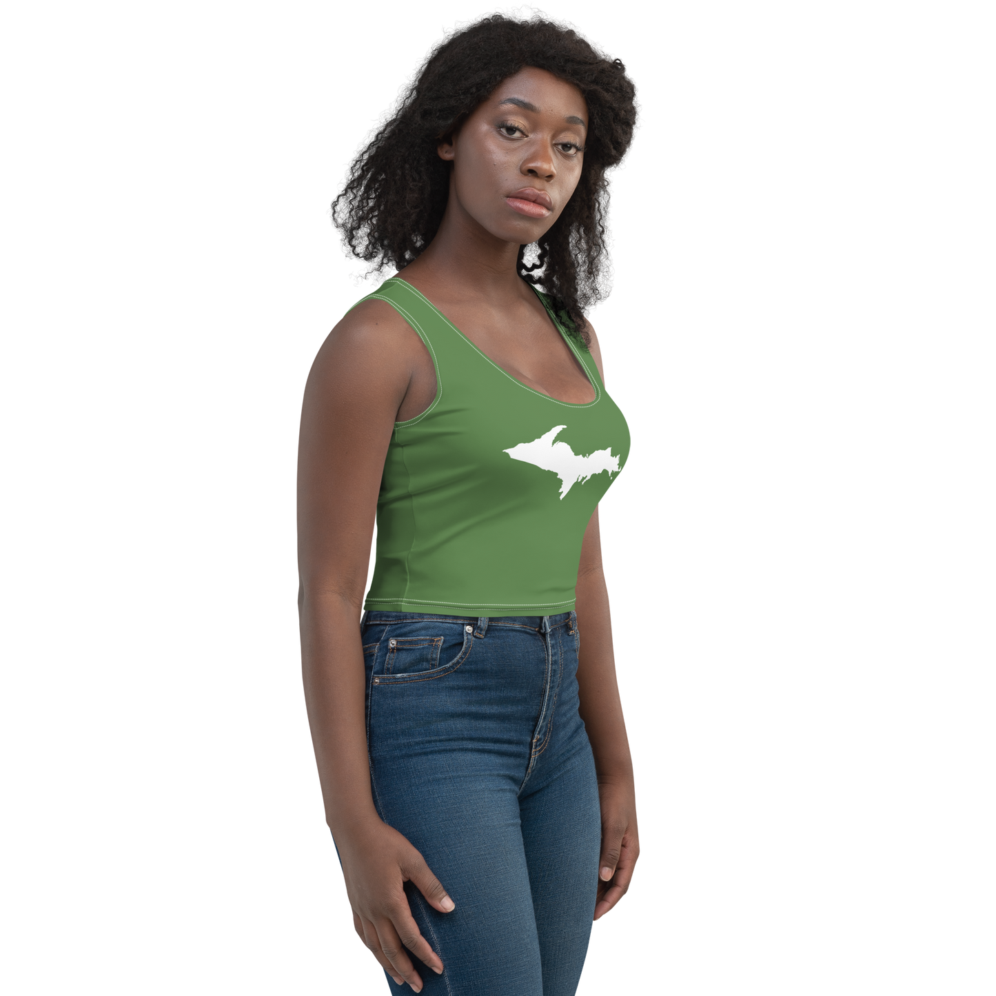 Michigan Upper Peninsula Crop Tank (w/ UP Outline) | Pine Green