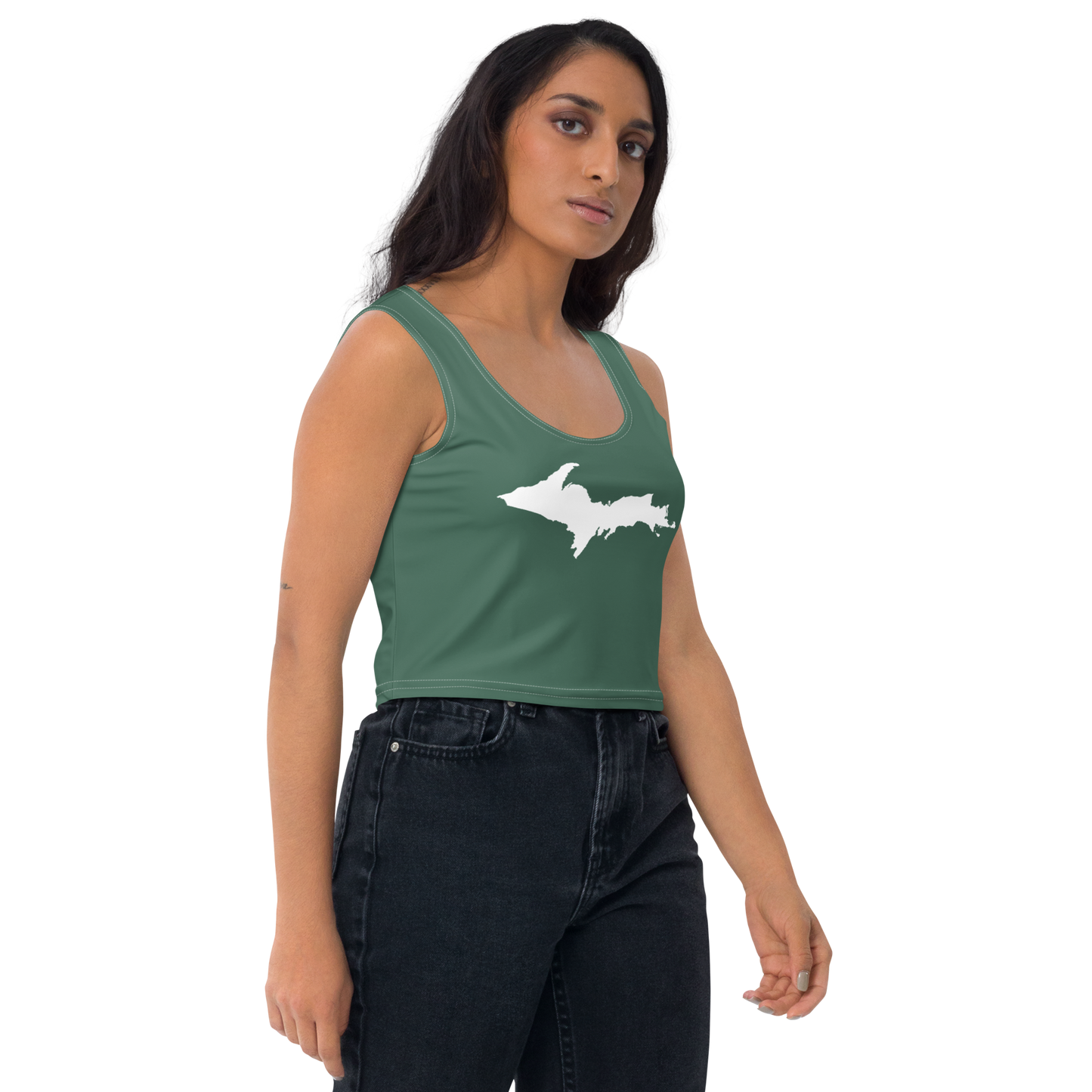 Michigan Upper Peninsula Crop Tank (w/ UP Outline) | Ginger Ale Green