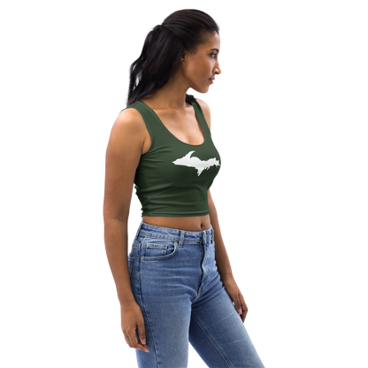 Michigan Upper Peninsula Crop Tank (w/ UP Outline) | Military Green