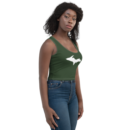 Michigan Upper Peninsula Crop Tank (w/ UP Outline) | Military Green