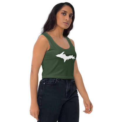 Michigan Upper Peninsula Crop Tank (w/ UP Outline) | Military Green