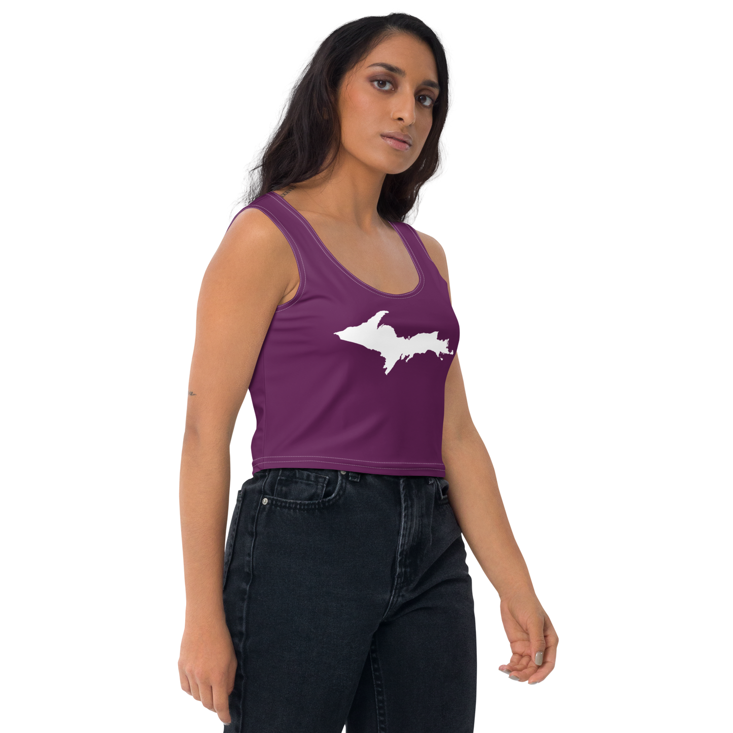 Michigan Upper Peninsula Crop Tank (w/ UP Outline) | Tyrian Purple