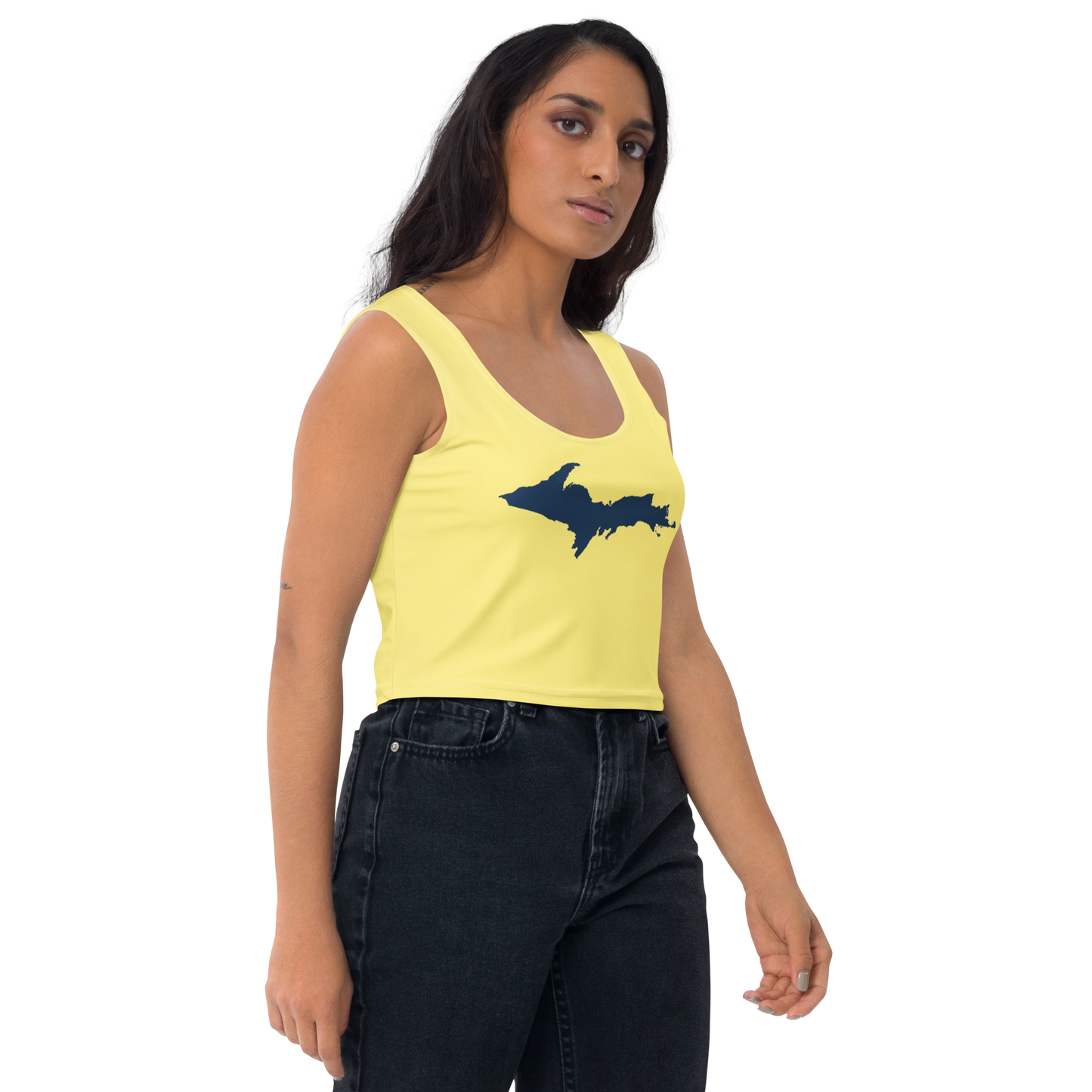 Michigan Upper Peninsula Crop Tank (w/ UP Outline) | Cherry Yellow