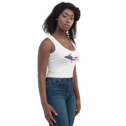 Michigan Upper Peninsula Crop Tank (w/ UP USA Flag) | Birch Bark White