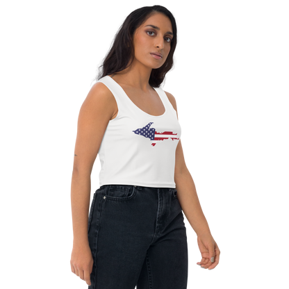 Michigan Upper Peninsula Crop Tank (w/ UP USA Flag) | Birch Bark White