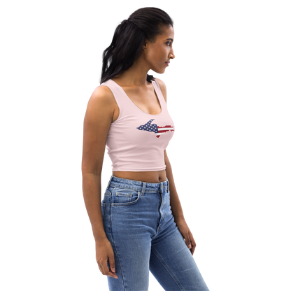 Michigan Upper Peninsula Crop Tank (w/ UP USA Flag) | Pale Pink