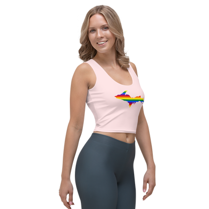 Michigan Upper Peninsula Crop Tank (w/ UP Rainbow Pride Flag) | Pale Pink