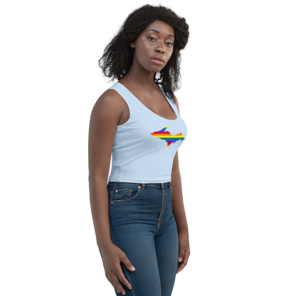 Michigan Upper Peninsula Crop Tank (w/ UP Rainbow Pride Flag) | Light Blue