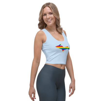 Michigan Upper Peninsula Crop Tank (w/ UP Rainbow Pride Flag) | Light Blue