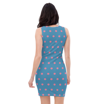 Michigan Cherry Blossom Print Dress | Lake Michigan Blue