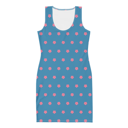 Michigan Cherry Blossom Print Dress | Lake Michigan Blue