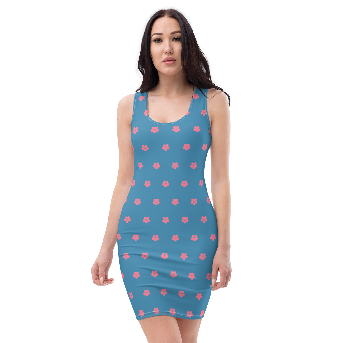 Michigan Cherry Blossom Print Dress | Lake Michigan Blue