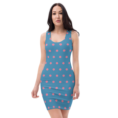 Michigan Cherry Blossom Print Dress | Lake Michigan Blue