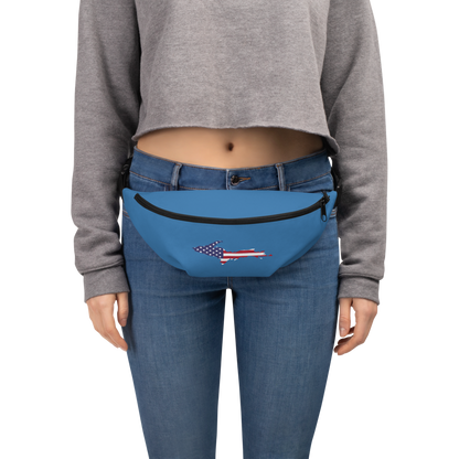 Michigan Upper Peninsula Fanny Pack (w/ UP USA Flag Outline) | Lake Superior Blue