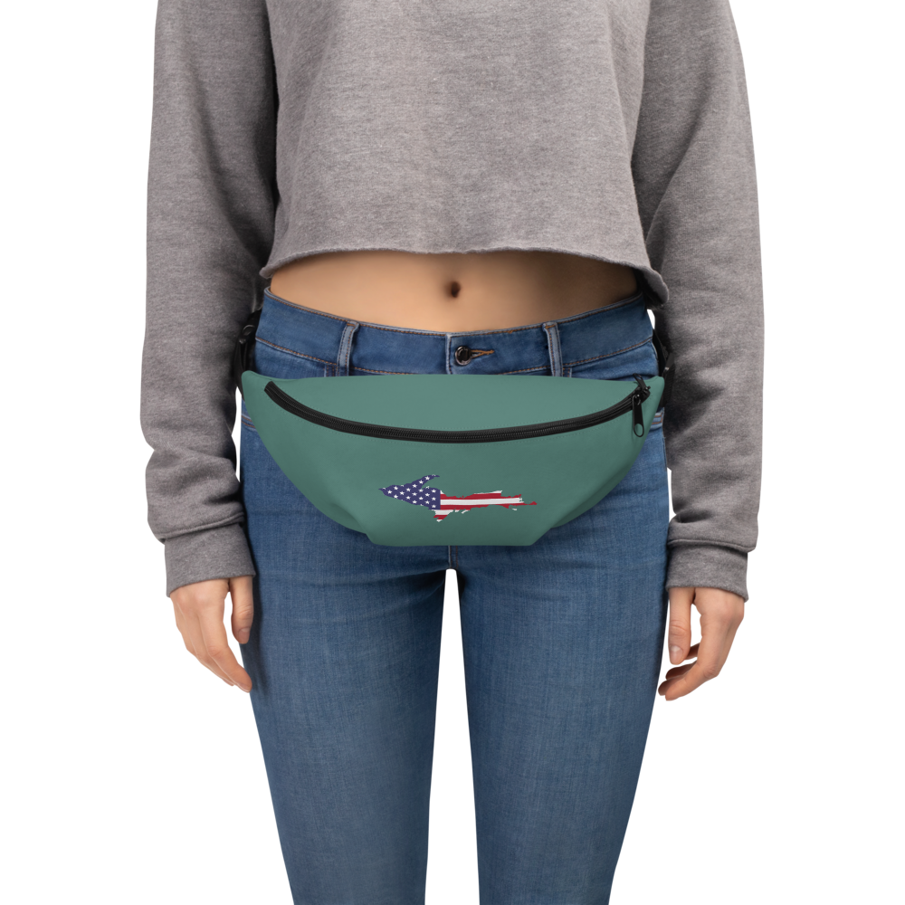 Michigan Upper Peninsula Fanny Pack (w/ UP USA Flag Outline) | Copper Green