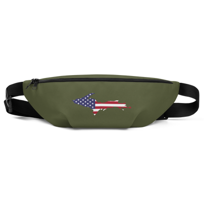 Michigan Upper Peninsula Fanny Pack (w/ UP USA Flag Outline) | Army Green