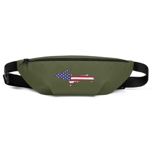 Michigan Upper Peninsula Fanny Pack (w/ UP USA Flag Outline) | Army Green