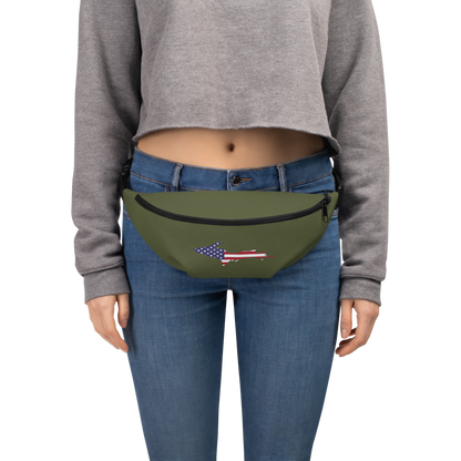 Michigan Upper Peninsula Fanny Pack (w/ UP USA Flag Outline) | Army Green