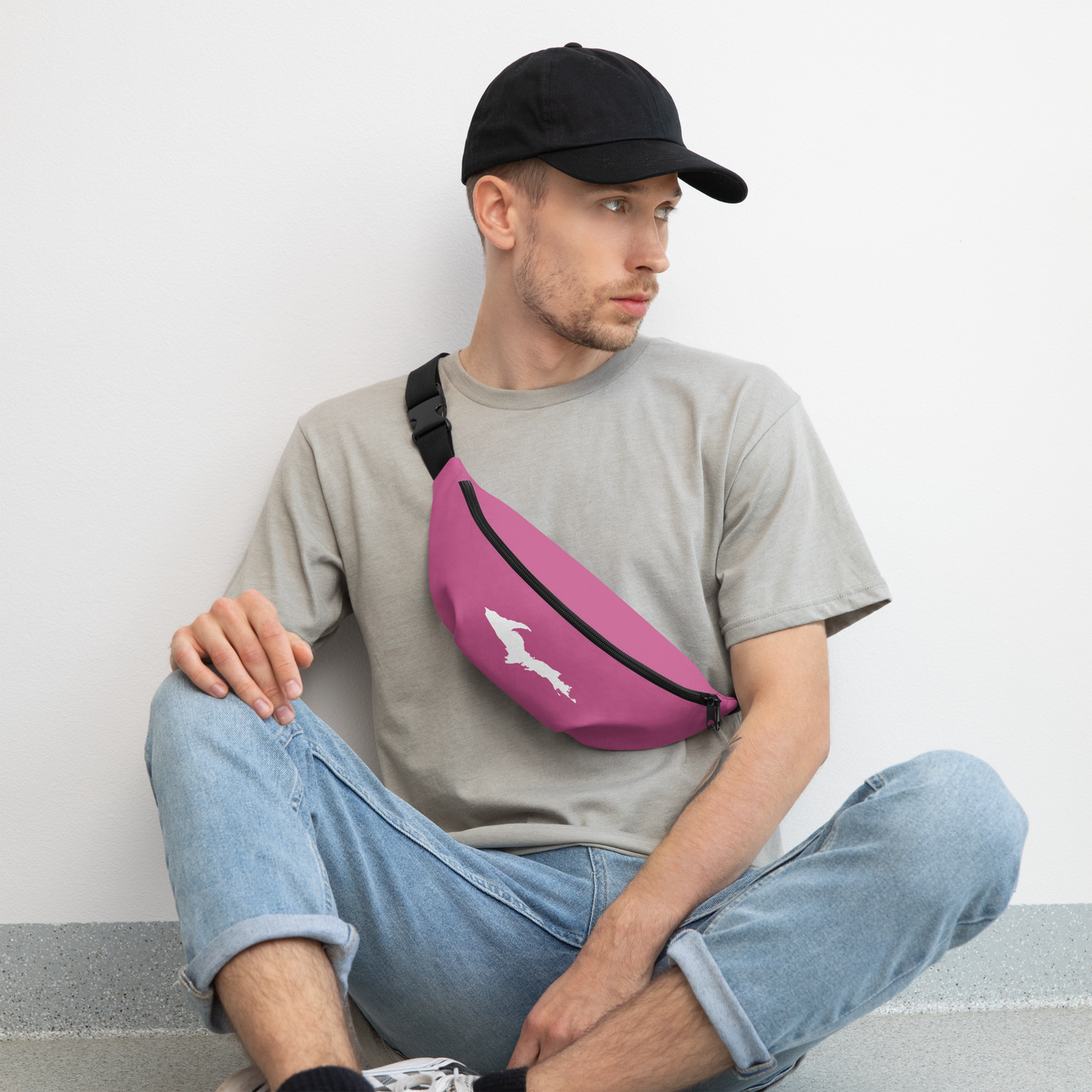 Michigan Upper Peninsula Fanny Pack (w/ UP Outline) | Apple Blossom Pink