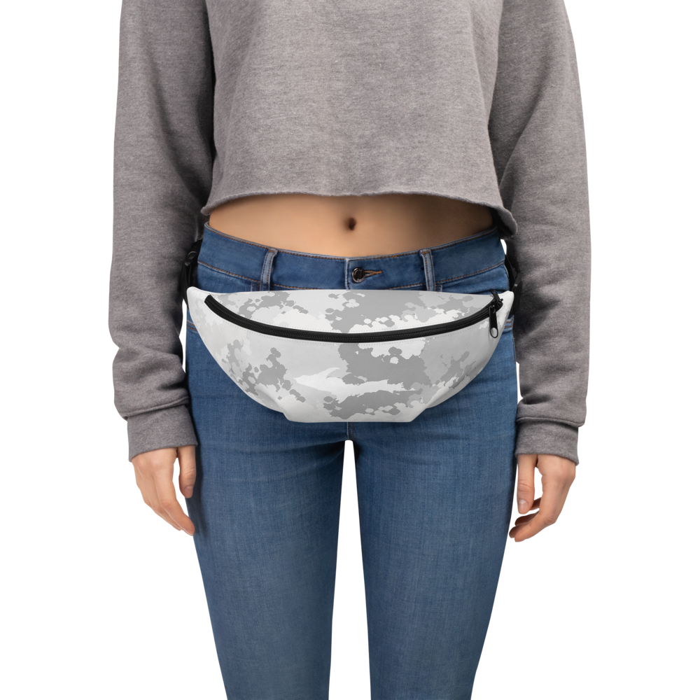 Michigan Upper Peninsula Fanny Pack (w/ UP Outline) | Snow Camo