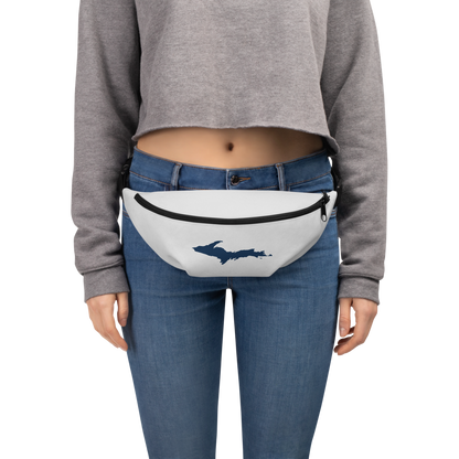 Michigan Upper Peninsula Fanny Pack (w/ Navy UP Outline) | Birch Bark White