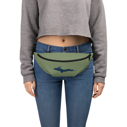 Michigan Upper Peninsula Fanny Pack (w/ Navy UP Outline) | Camo Green