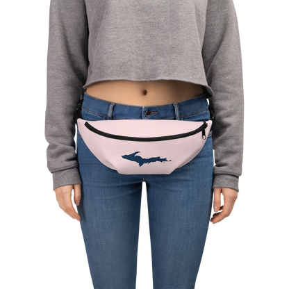 Michigan Upper Peninsula Fanny Pack (w/ Navy UP Outline) | Pale Pink