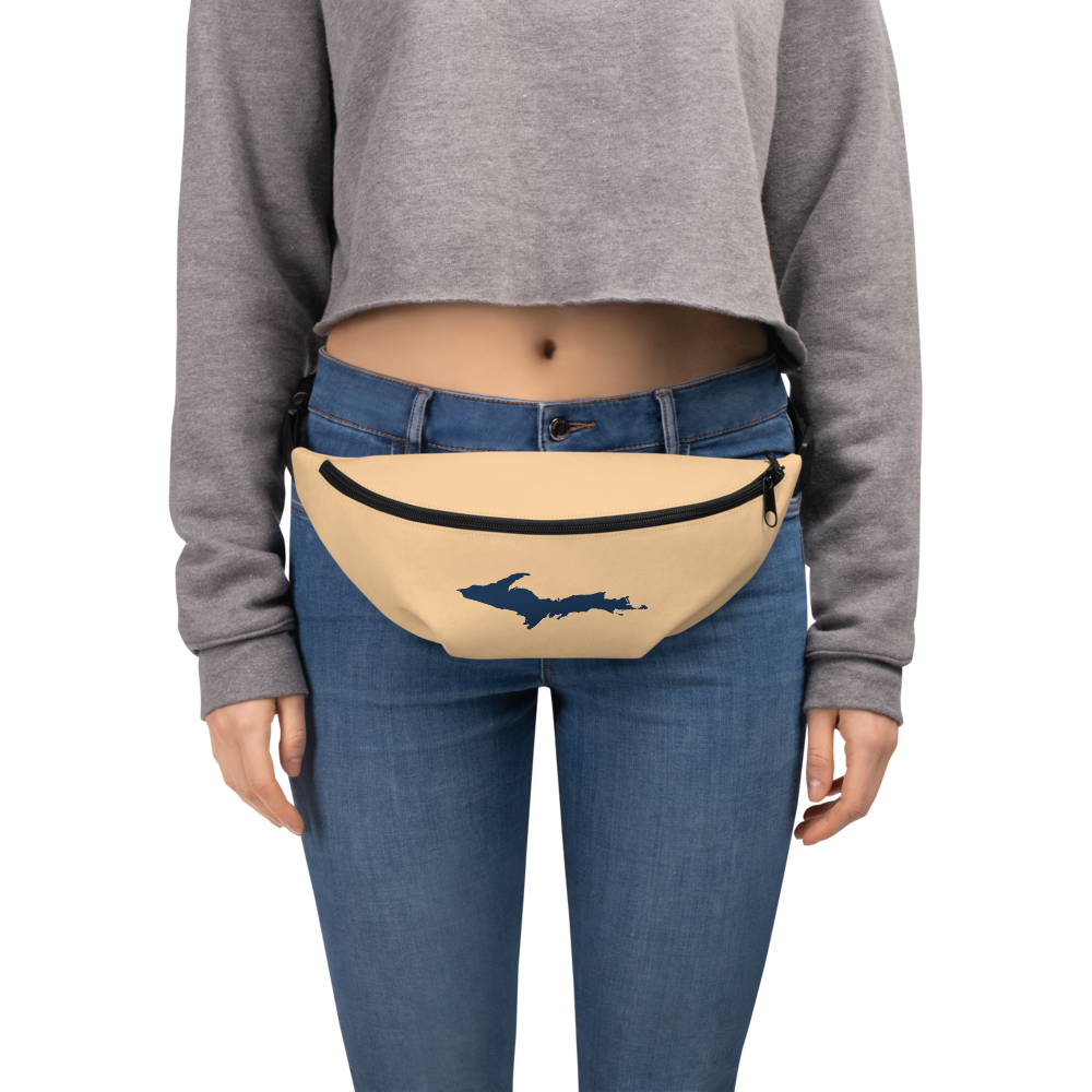 Michigan Upper Peninsula Fanny Pack (w/ Navy UP Outline) | Pale Apricot