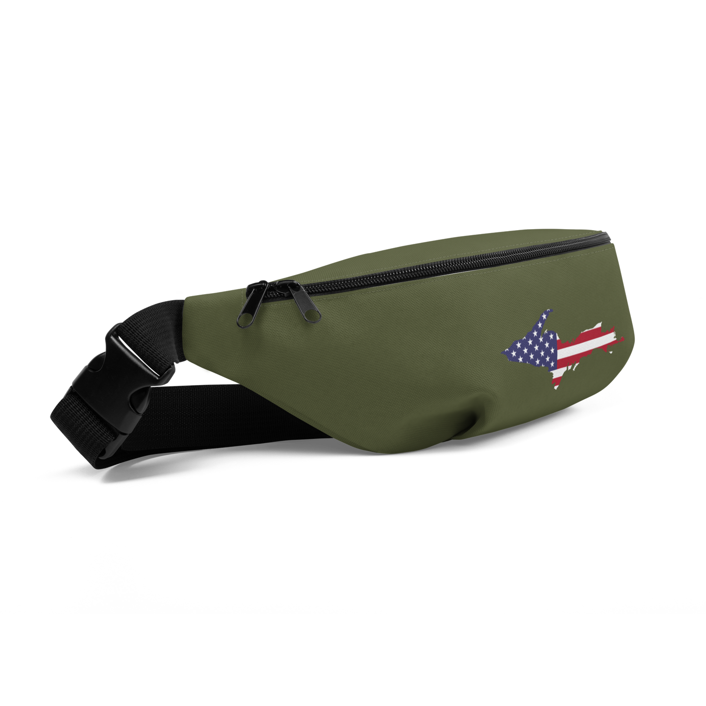 Michigan Upper Peninsula Fanny Pack (w/ UP USA Flag Outline) | Army Green