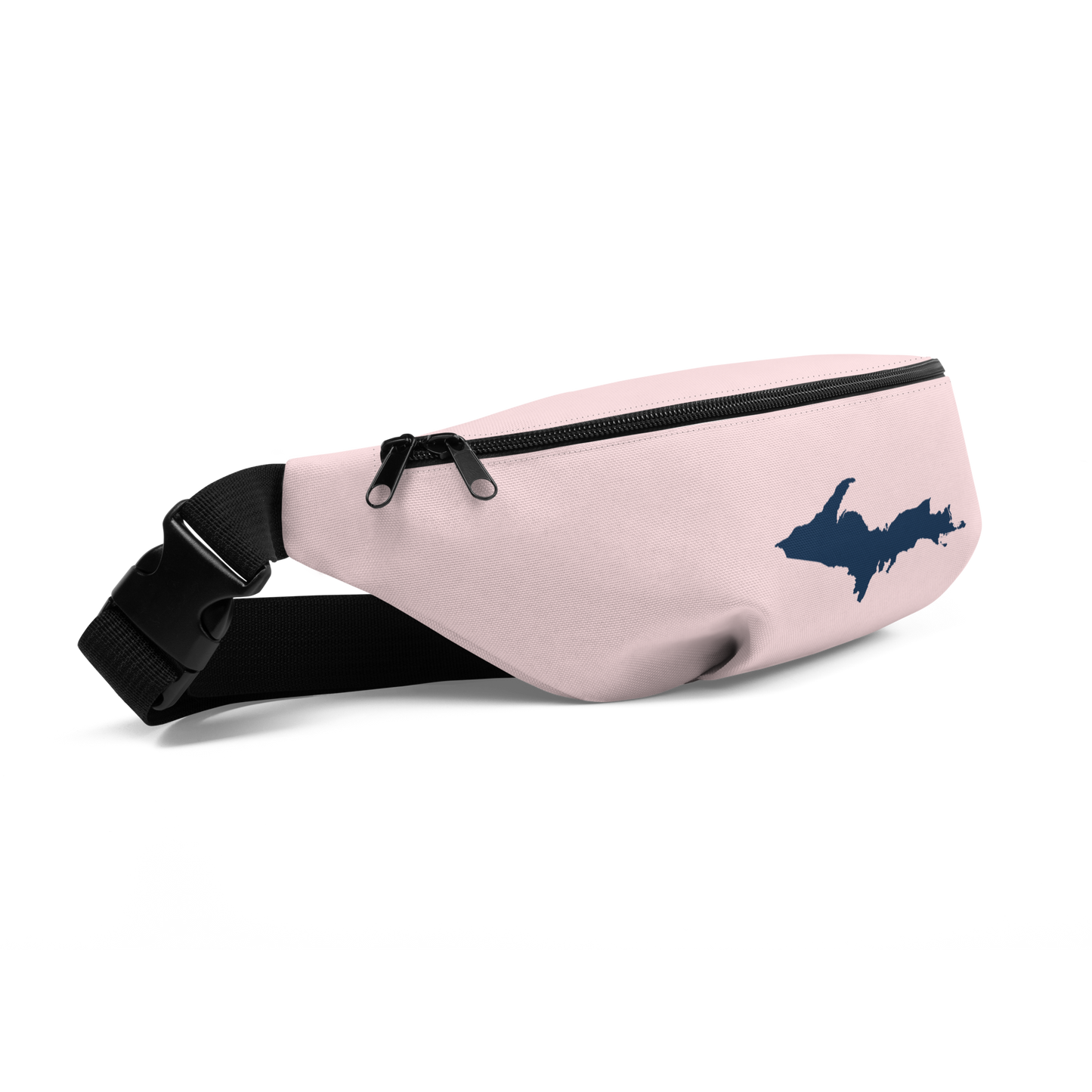 Michigan Upper Peninsula Fanny Pack (w/ Navy UP Outline) | Pale Pink