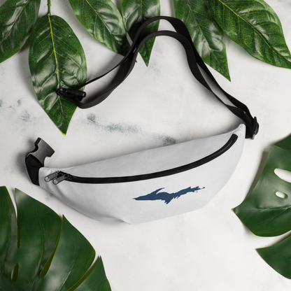 Michigan Upper Peninsula Fanny Pack (w/ Navy UP Outline) | Birch Bark White