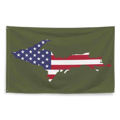 Michigan Upper Peninsula Wall Flag (w/ UP USA Flag Outline) | Army Green