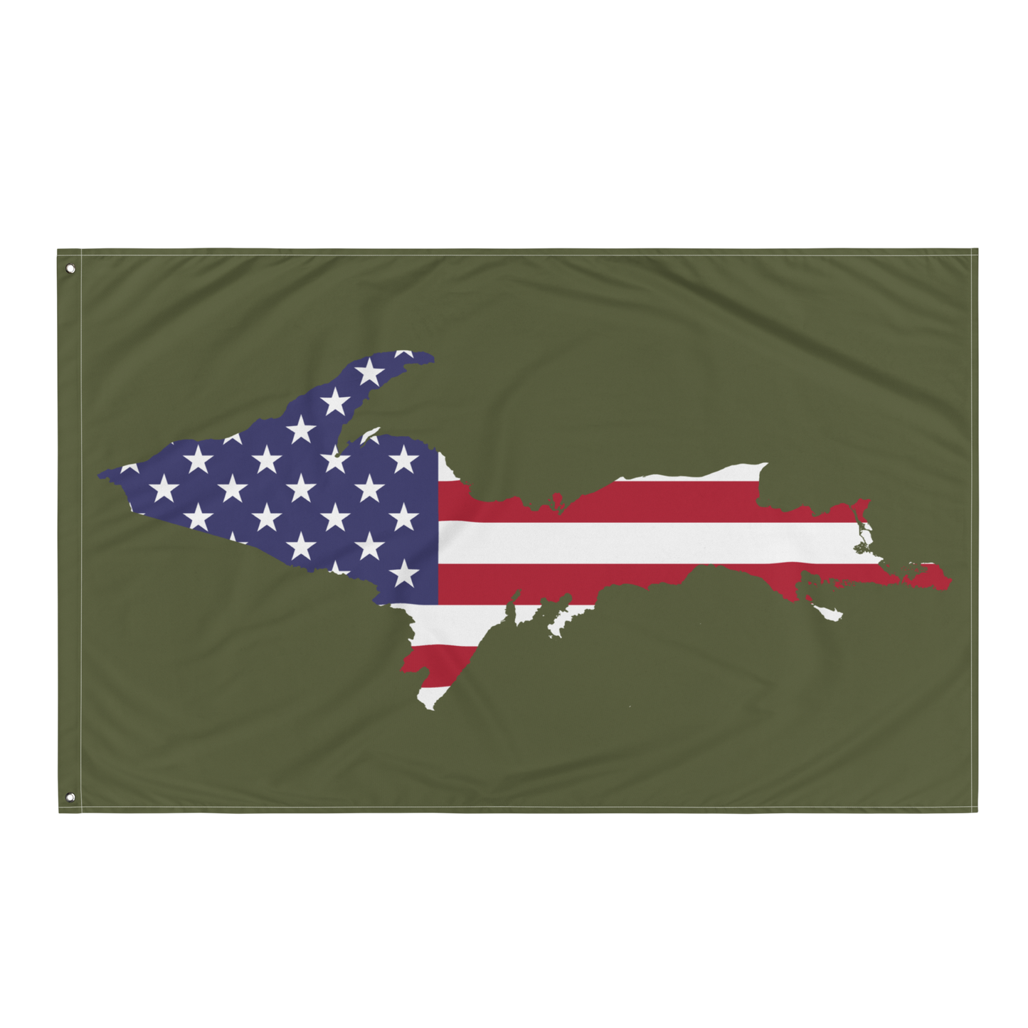 Michigan Upper Peninsula Wall Flag (w/ UP USA Flag Outline) | Army Green