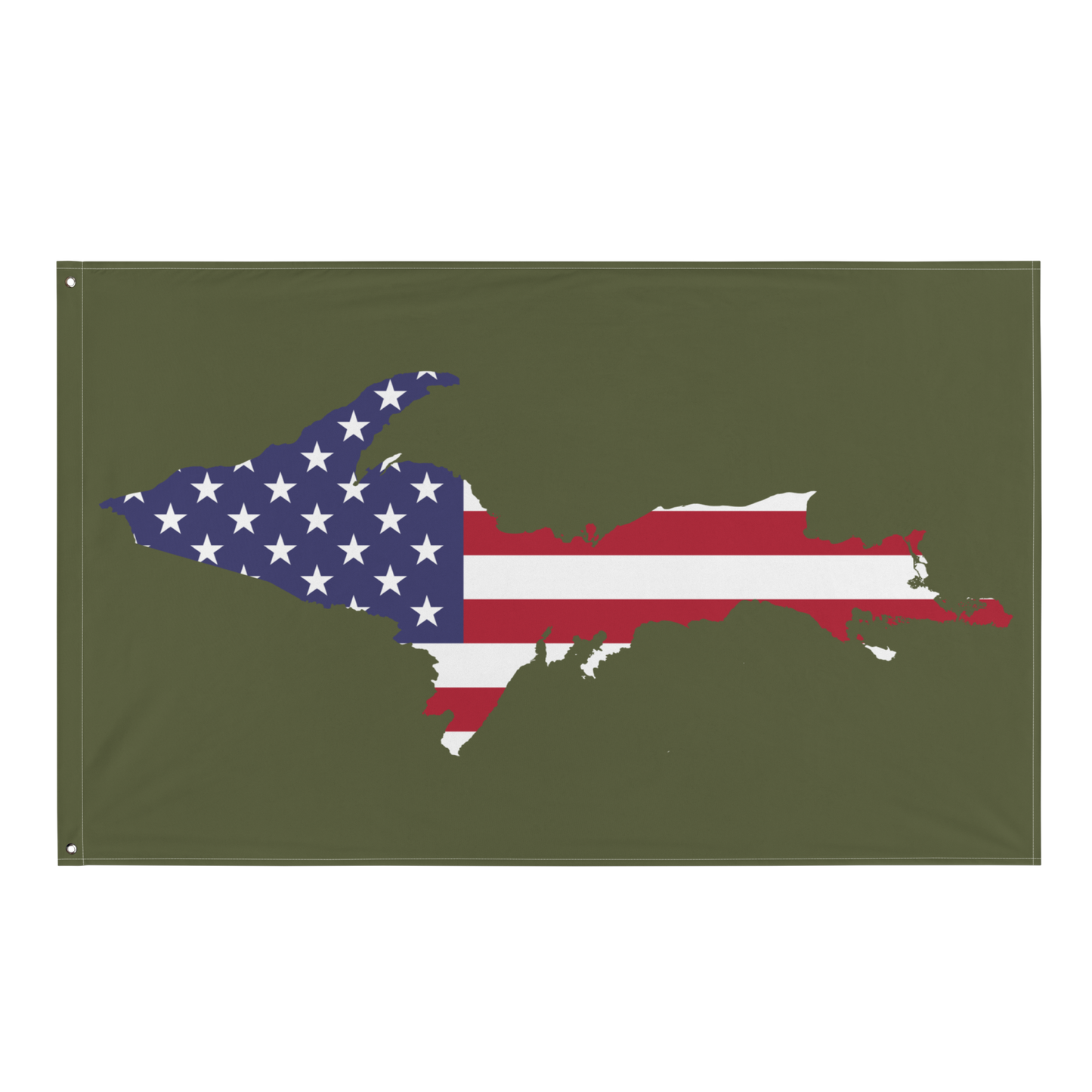 Michigan Upper Peninsula Wall Flag (w/ UP USA Flag Outline) | Army Green