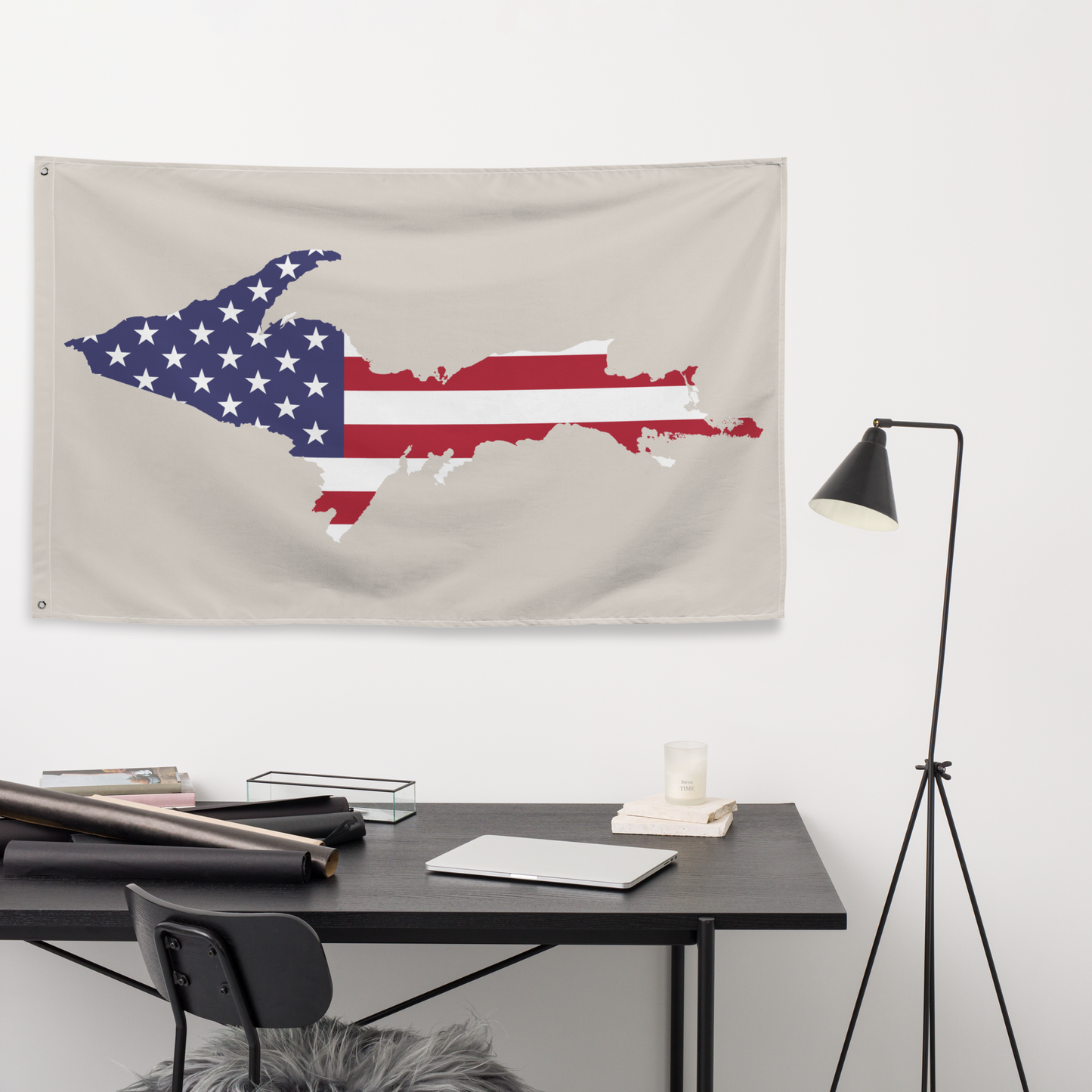 Michigan Upper Peninsula Wall Flag (w/ UP USA Flag) | Canvas Color