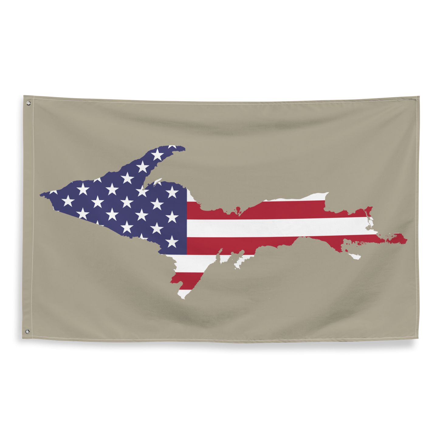 Michigan Upper Peninsula Wall Flag (w/ UP USA Flag) | Petoskey Stone Beige