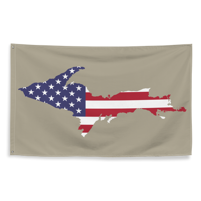 Michigan Upper Peninsula Wall Flag (w/ UP USA Flag) | Petoskey Stone Beige