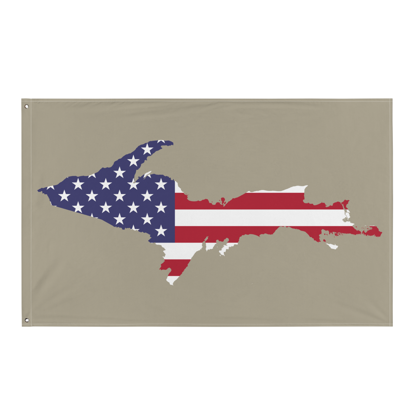 Michigan Upper Peninsula Wall Flag (w/ UP USA Flag) | Petoskey Stone Beige