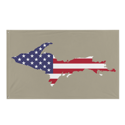 Michigan Upper Peninsula Wall Flag (w/ UP USA Flag) | Petoskey Stone Beige