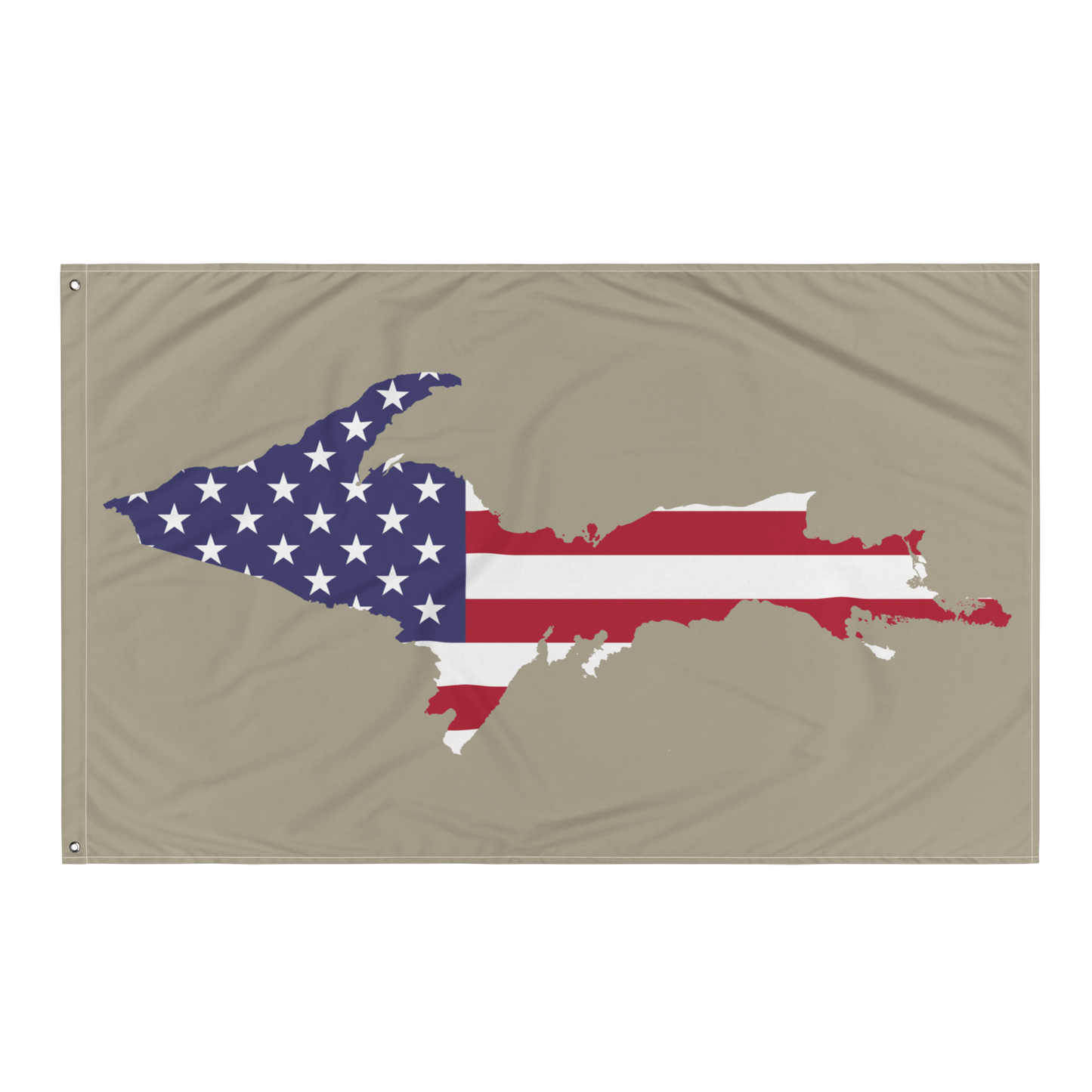 Michigan Upper Peninsula Wall Flag (w/ UP USA Flag) | Petoskey Stone Beige