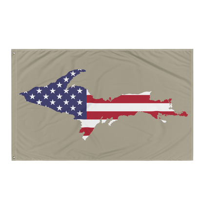 Michigan Upper Peninsula Wall Flag (w/ UP USA Flag) | Petoskey Stone Beige