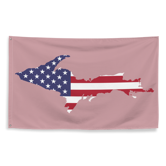 Michigan Upper Peninsula Wall Flag (w/ UP USA Flag) | Cherry Blossom Pink