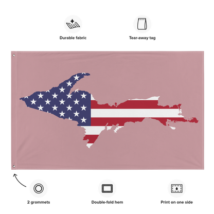 Michigan Upper Peninsula Wall Flag (w/ UP USA Flag) | Cherry Blossom Pink