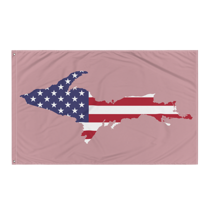 Michigan Upper Peninsula Wall Flag (w/ UP USA Flag) | Cherry Blossom Pink