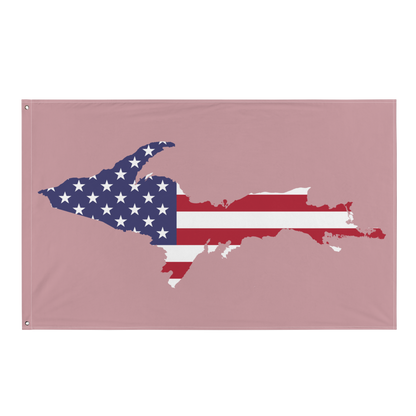 Michigan Upper Peninsula Wall Flag (w/ UP USA Flag) | Cherry Blossom Pink